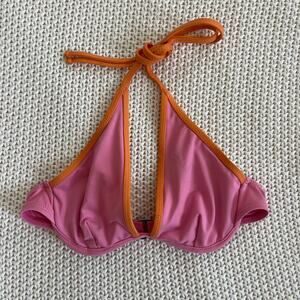 LA BLANCA Pink Orange Underwire Bikini Top Size 4 USA Madexxx
